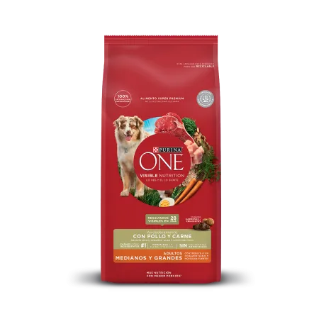 Purina One Adultos Medianos Y Grandes Pollo Carne 12 Kg