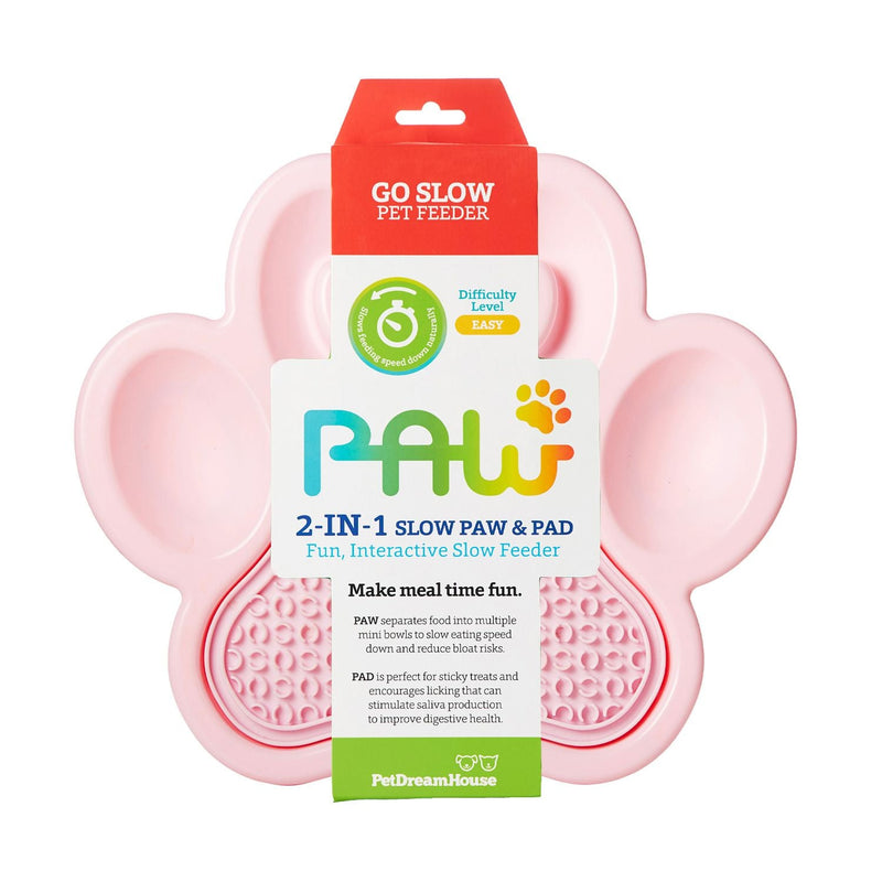 Paw 2-1 Slow Feeder & Lick Pad Baby Pink "Nivel Fácil"