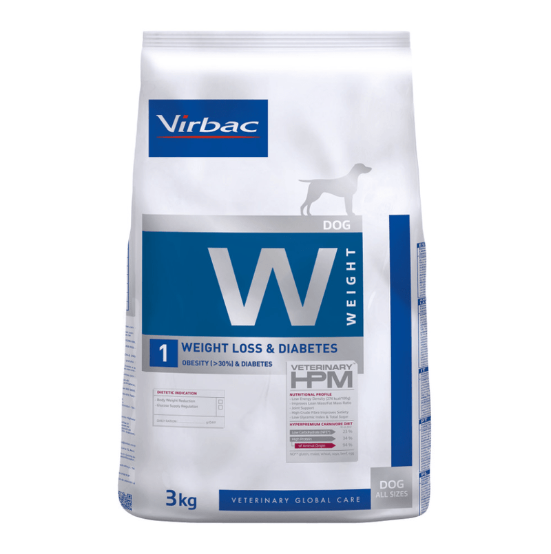 Virbac Veterinary HPM Weight - W1 Weight loss & Diabetes para perros 3 Kg